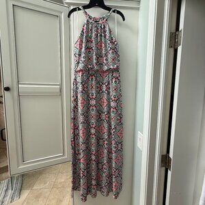 Cynthia Rowley Boho Sleeveless Halter Maxi Dress, Paisley Floral, Size Medium